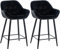 CLP 2er Set Barhocker Gibson Samt I Sitzhöhe 76 cm I Tresenstühle Mit Fußstütze, Farbe:schwarz