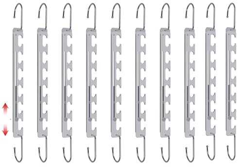 Cycleacc Kleiderbügel Platzsparend, Auf 9 Löcher Erweiterbar Metall Magische Stark rutschfeste Kleiderbügel, Schrank Organizer Multipurpose Clothes Hanger für für Schwere Kleider (10 Stück)