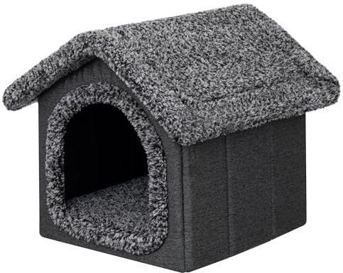 DOGGY Hundehütte Katzenhütte Hundehöhle Hundehaus Katzenhaus Hütte Höhle Hundekissen Katzenkissen Haustierhütte Indoor, Größe 3: 46x52x53 cm, Schwarz