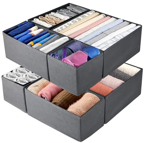 Alyoen Unterwäsche-Organizer 8er Set, Kleiderschrank-Kleiderorganisator, faltbarer Schubladen organisator,für BHs, Socken, Krawatten, Kleidung(grau)