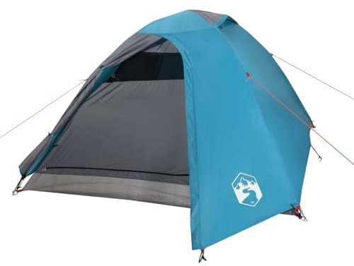 vidaXL Kuppel-Campingzelt 3 Personen Zelt Trekkingzelt Kuppelzelt Wanderzelt Leicht 1 Schlafkabine 210x195x120cm Innenzelt 3,1kg Blau Wasserdicht