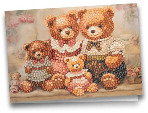 Ideen mit Herz Diamond-Painting-Grußkarte | Din B6 (11,5 x 16,5 cm) | 370 g/m² | inkl. Umschlag & Werkzeug (Teddyfamilie)