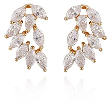 Bishilin Ohrringe Mädchen Vergoldet, Damen Ohrstecker Blätter mit Zirkonia Gold Ohrringe Nickelfrei für Mädchen