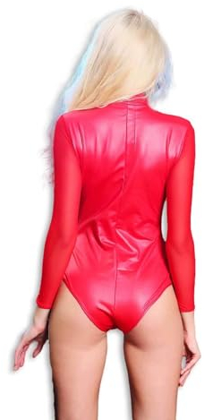 Damen Catsuit Leder Leder Lack Kunstleder Wet Look Sexy Leder Clubwear Onesie Strampler Party Leder Fesselset Schlafsack Zwangsjacke Latex Erotische Nachthemd Für Frauen
