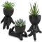 Duscdesp Artificial Potted Plant Set of 3 Cute Fake Succulent Plant Pot,Artificial Plants Indoor Succulents Plants Faux Plants for Home Office Bathroom Decor (3 BLACK)