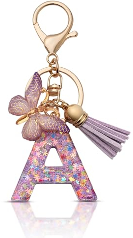 CHUQING Schlüsselanhänger mädchen Schlüsselanhänger Buchstabe Schlüssel Anhänger Schmetterling Schlüsselanhänger mit Anfangsbuchstaben Frauen Keychain Geschenk