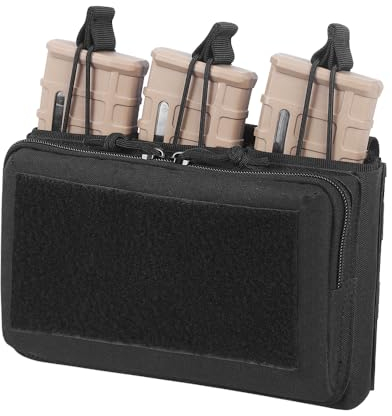 Tactical Mag Admin Pouch, Molle Triple Open Top Mag Pouch with 3 Hook & Loop Patches for 223/5.56 Mag