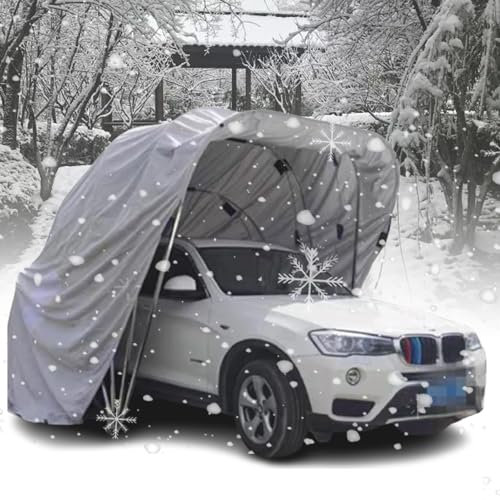 Garage Semi-Automatique Portable, Parking pour Hangar de Voiture Robuste, bâche de Voiture Pliable et étanche, Garage Complet extérieur ()