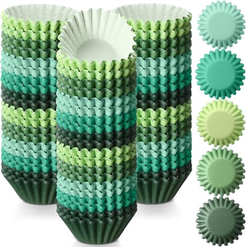 Zonon 1000 Pieces Cupcake Liners for Baking Liners Paper Cupcake Wrappers Bulk Cup Cake Cases Muffin Baking Paper Cups for Candy Cooking(Green,1.18 Inch-Mini Size)