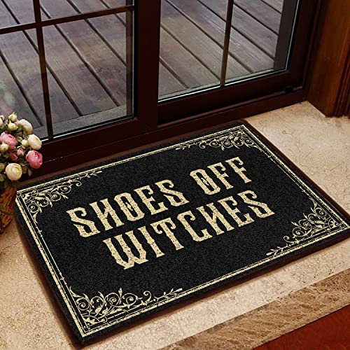 Kitchen Mats Floor Mat Funny Entrance Door Mats Resist Dirt Door Mat For Hallway Front Back Door Office 40X60Cm Shoes Off Witches Halloween