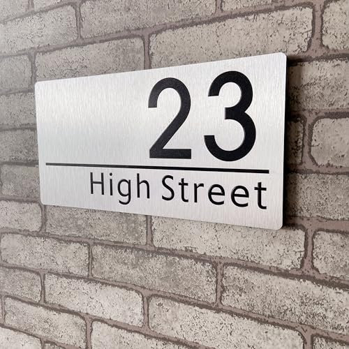 Puertas Números de Aluminio Compuestas Personalizadas con Números de Casa y de Impresión para Exterior en Plateado Número de Calle para Casa Hotel Tienda Apartamento
