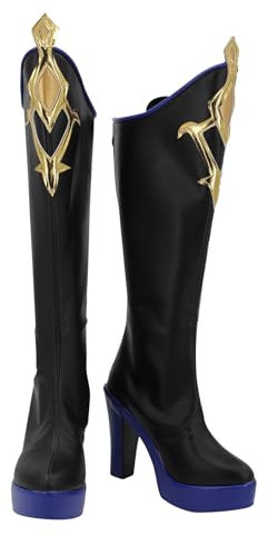 Gioco Viaggiatore Cosplay Scarpe Donne Stivali Alti Neri Tacchi Alti Scarpe in Pelle Halloween Puntelli Costume, Nero , 41 EU