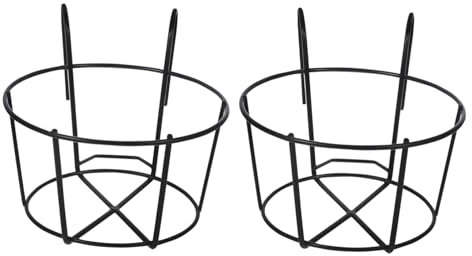 PHENOFICE 2pièces Support De Fleurs Suspendu Fer pour Balcon Et Bureau Support De Pot De Fleurs avec Crochets Noir Moyen