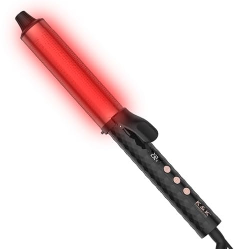 K&K Professional Curling Iron, 38mm Rose Gold Aluminium Barrel, Temperature Control Display, Dual Voltage (38mm)