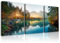 PIY PANTING Peintures Murales Nature, Peinture Sur Toile Du Lac, Impression d'Art Sur Le Lever Du Soleil, Tableaux Muraux Pour Le Salon Bureau Salle De Classe Salle De Réunion, 3x 30x40 cm(90x40 cm)
