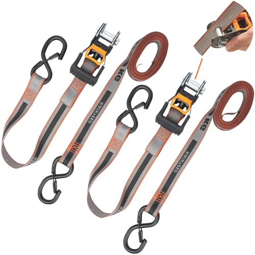 Keeper KwikFeed Ratchet Tie Down Straps 2 Pack, 1 x 12 ft, 500 lb WLL / 1500 lb Break Strength, Patented Slide-in Loading, ExtremeEdge Webbing, Safety Clip Hooks, Glove-Friendly Handle