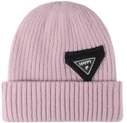 ZALXOZYL Doppelschicht Warme Mütze Gestrickte Damenmütze Mit Plüsch und Abnehmbarem Bommel Winddichte Ohrenschutz für Winter Dünne Mütze Damen Chemo Mütze Damen Tender Pink One Size