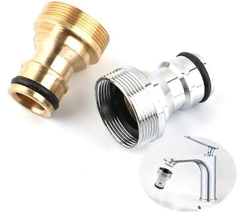 LANAFAY Outside Tap Connector 3/4 Inch, Female Threaded Faucet Brass, Kitchen Mixer Tap Hose Connector, Garden Hose Tap Connector, 22mm & 24mm Threaded Tap for Kitchen Garden Outdoor Gardena