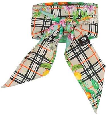 FRAAS Damen Skinny Schal kariert mit Dschungel-Muster - 5 x 80 cm - schmaler Schal aus 100% reiner Seide