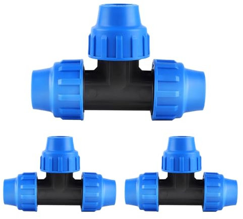 Wzzy Gurden T-Stück PE Rohr Fitting 32mm x32mm x 32 mm Verschraubung PN16 DVGW Trinkwasser Zertifiziert - 3er-Pack, t stück für wasserleitung für PE80 PE100 Rohre, für Wasserversorgung
