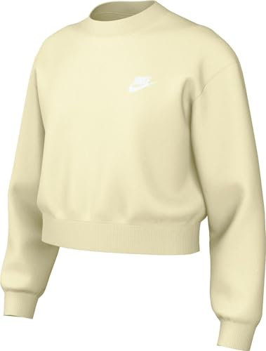 Nike Sportswear Club Fleece Sweatshirt Mit Rundhalsausschnitt Und Kastiger Passform (Mädchen), Coconut Milk/White, FZ9244-113, M