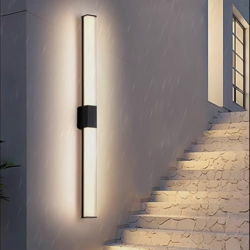 LED Esterni Lampade da Parete Dimmerabile 3000K-6500K Applique da Esterno Lunghe con Telecomando Faretti da Muro Impermeabile IP65 Interni/Esterni Cortile Garage Piscina (Nero,200cm)