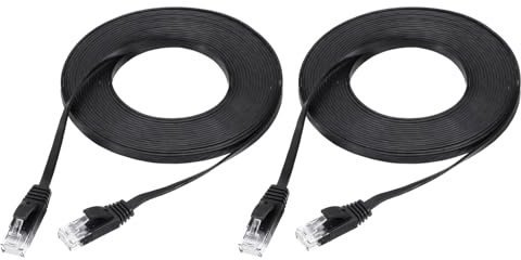 sourcing map 2 cavi Ethernet Cat 6 da 4,9 m, 32 AWG, 250 MHz, ad alta velocità, RJ45, Cat6, cavo patch di rete Internet per computer, giochi, router, modem, nero