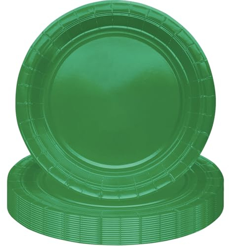 MOMAHUA 16P Party Plates,Green Paper Plate,7inch/18cm Birthday Plate for Adults Kids,Solid Color Table Decorations for Birthday,Wedding,Picnic,Party Supplies for 16 Guests