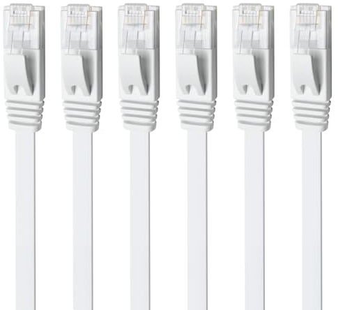 Yauhody Cable Ethernet Cat 6 de 2.5m 6piezas, Cable de Red Gigabit de Alta Velocidad, Cable de Conexión LAN para TV, Juegos y Router (Blanco)