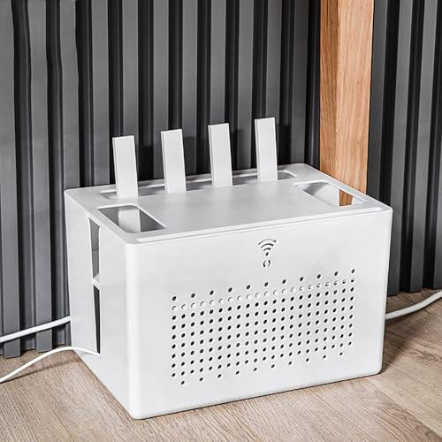 WiFi-Router-Aufbewahrungsbox, staubdichter Schrank zum Verstecken von Modem und Router, tragbarer Kabel-Organizer für Büro, unsichtbares Design, stilvoller weißer Router-Halter.