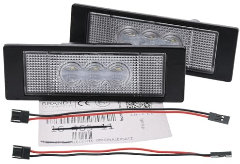 BRANDT Kennzeichenleuchten + Kabel CREE LED kompatibel mit Bmw 1er E81 E82 E86 E87 E88 F20 F21 5er G30 G31 M5 F90 6er E63 E64 F06 F12 F13 X2 F39 X3M F97 X4 G02 X4M F98 Kennzeichenbeleuchtung