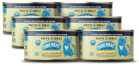 Pets Deli Pure Meat Nassfutter für Katzen mit Huhn, 6x200g | Hoher Fleischanteil, Monoprotein, mit Katzenminze, Leinöl & Taurin, getreidefrei, ohne Zucker, Premium Qualität