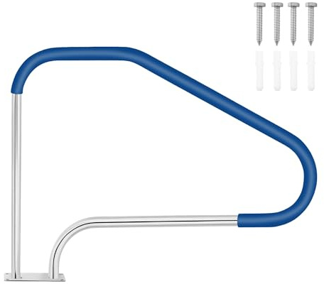 HOMASIS Barandilla para Piscina de Acero Inoxidable, 119 x 79 cm | Escalera de Piscina con Funda Antideslizante Desmontable, Pasamanos Resistente para Acceso de Piscinas y Parques Acuáticos