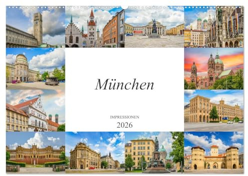 München Impressionen (Wandkalender 2026 DIN A2 quer), CALVENDO Monatskalender: Zwölf wunderschöne Bilder der bezaubernden Landeshauptstadt München (CALVENDO Orte)