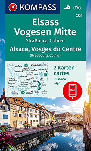 KOMPASS Wanderkarten-Set 2221 Elsass, Vogesen Mitte, Alsace, Vosges du Centre (2 Karten) 1:50.000: inklusive Karte zur offline Verwendung in der KOMPASS-App. Fahrradfahren.