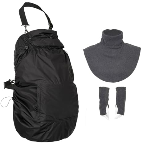 Hoppediz Fleece-Cover 3-in-1, wärmendes universal Tragecover für Babytrage und Tragetuch mit Regenschutz, Schalkragen und Handwärmer, Anthrazit, 1 Einheit