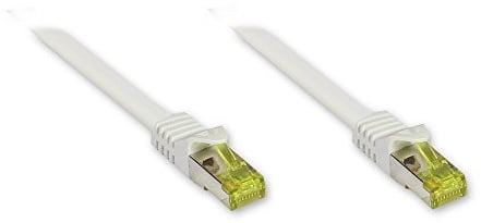 Good Connections RJ45 Ethernet LAN Patchkabel mit Cat. 7 Rohkabel und Rastnasenschutz RNS, S/FTP, PiMF, halogenfrei, 500MHz, OFC, 10-Gigabit-fähig (10/100/1000/10000-Base-T Ethernet Netzwerke) - z.B. für Patchpanel, Switch, Router, Modem - weiß, 30 m