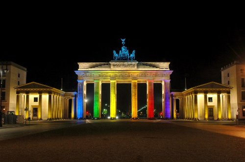 Edition Colibri Berlin Postkarte/Ansichtskarte mit Wackelbild BRANDENBURGER TOR beim FESTIVAL OF LIGHTS