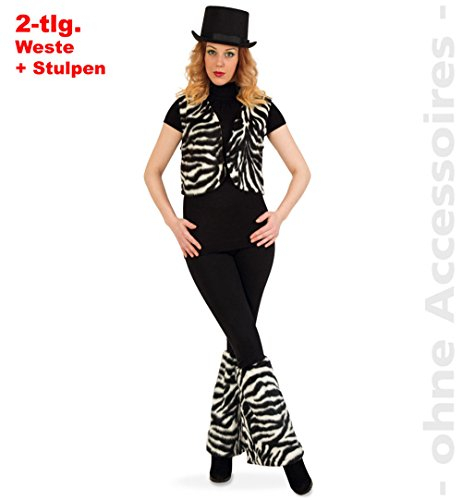Party-Chic 14631 Damen Kostüm-Zebra-Weste + Beinstulpen-Gr. M