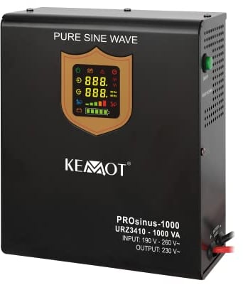 Notstromversorgung KEMOT PROsinus-700 URZ3410 Wechselrichter Reiner Sinus Ladefunktion 12V 230V 1000VA/700W, schwarz