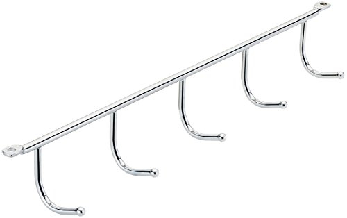 Gedotec Design Hakenleiste Küchenhelfer für Küchenutensilien in Nische - Küche & Bad | Halter Metall Chrom poliert | Küchenleiste mit 5 Haken | MADE IN GERMANY | 1 Stück - Aufhänger für Decken-Montage