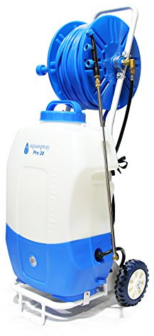 Equip2clean Aquaspray Pro 20 Battery Powered Sprayer Tank System | 20L Portable Water Tank with 50m Hose Reel & 12V Pump | Adjustable Pressure Trolley for Window Cleaning & Exterior Surfaces
