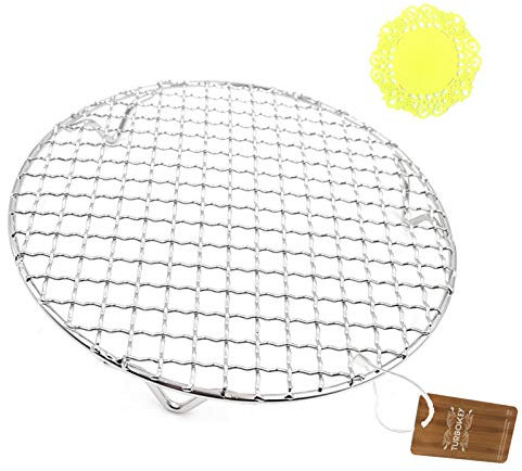 Turbokey Speck-Kochgitter für den Ofen, Durchmesser 26,4 cm, Drahtkühlgitter zum Backen, rund, Edelstahldraht, Kohlen-Netz, Grill, Pfannenrost mit Beinen (265 mm)