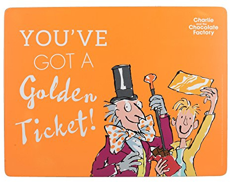 Creative Tops Roald Dahl CHARLIE AND THE CHOCOLATE FACTORY Heat-Resistant Cork-Backed Printed Placemat, 30 x 23 cm (12 x 9) - Orange