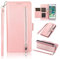 EYZUTAK Wallet Case for iPhone 6 iPhone 6S, 5 Card Slots Magnetic Closure Zipper Pocket Handbag PU Leather Flip Case with Wrist Strap TPU Kickstand Cover for iPhone 6/6S - Rose Gold - 4.7 inches