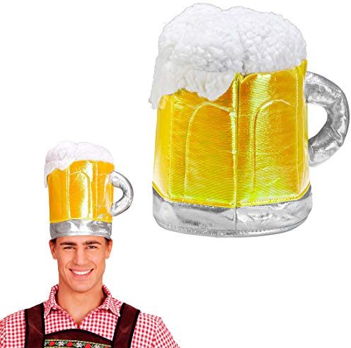 Amakando Chapeau Bavarois drôle chope de bière pour Adultes/Jaune/Chapeau Rigolo pour fête Verre à bière/Convient Parfaitement pour soirée d'été & Barbecue