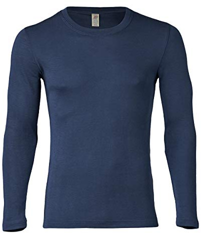 Engel Natur, Herren Shirt Langarm, Wolle & Seide (54/56, Marine)