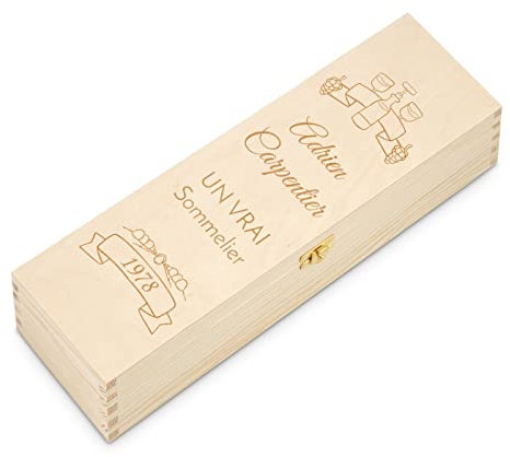 Maverton Boîte Caisse à Vin Personnalisée pour lui - Coffret pour homme - Pour 1 bouteille à vin - Coffret en Bois de Pin avec gravure - Pour anniversaire - Sommelier