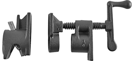 kwb Lot de 2 serre-joints pour tubes en acier/double mamelon 44654 '', pour coller/serrer les plateaux de table, la table rivière et les grandes pièces, pince de corps/serre-joint