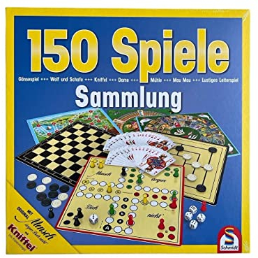 Schmidt Spiele Spielesammlung mit 150 Spielen, Gesellschaftsspiel, Brettspiel, Würfelspiel 49178